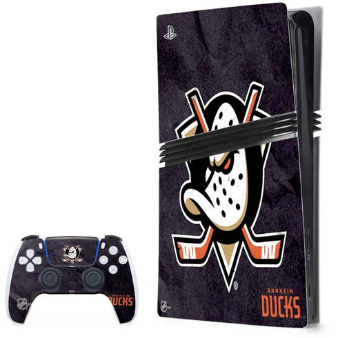 NHL Anaheim Ducks Distressed PS5 Pro Bundle Skin